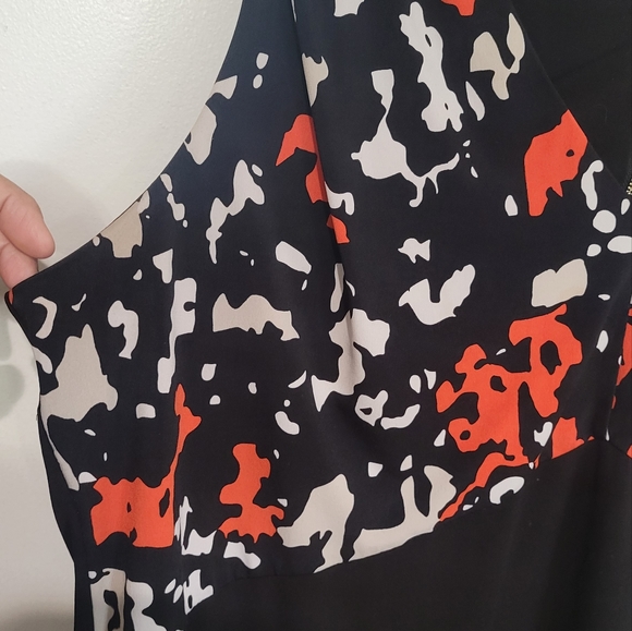 Calvin Klein Black Sleeveless Flattering Blouse with red and white print on top - Picture 2 of 4